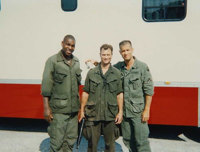 Mykelti Williamson, Gary Sinise And Tom Hanks On The Set Of Forrest Gump (1994)